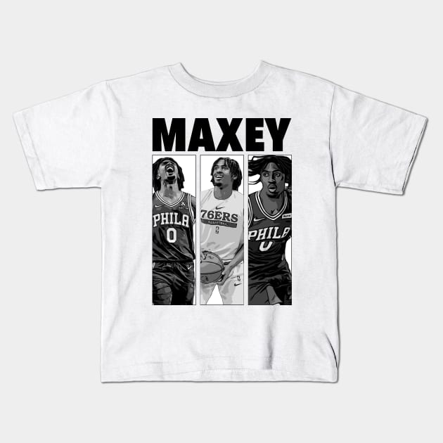 Tyrese Maxey Basketball Kids T-Shirt by Playful Creatives